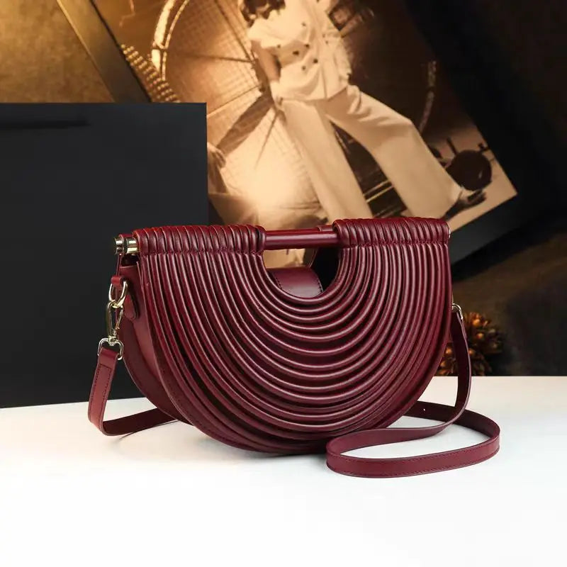 Women's Metallic Woven Crescent Shoulder Bag Purse for Work Travel Holidays Shopping Commutes and Everyday Use