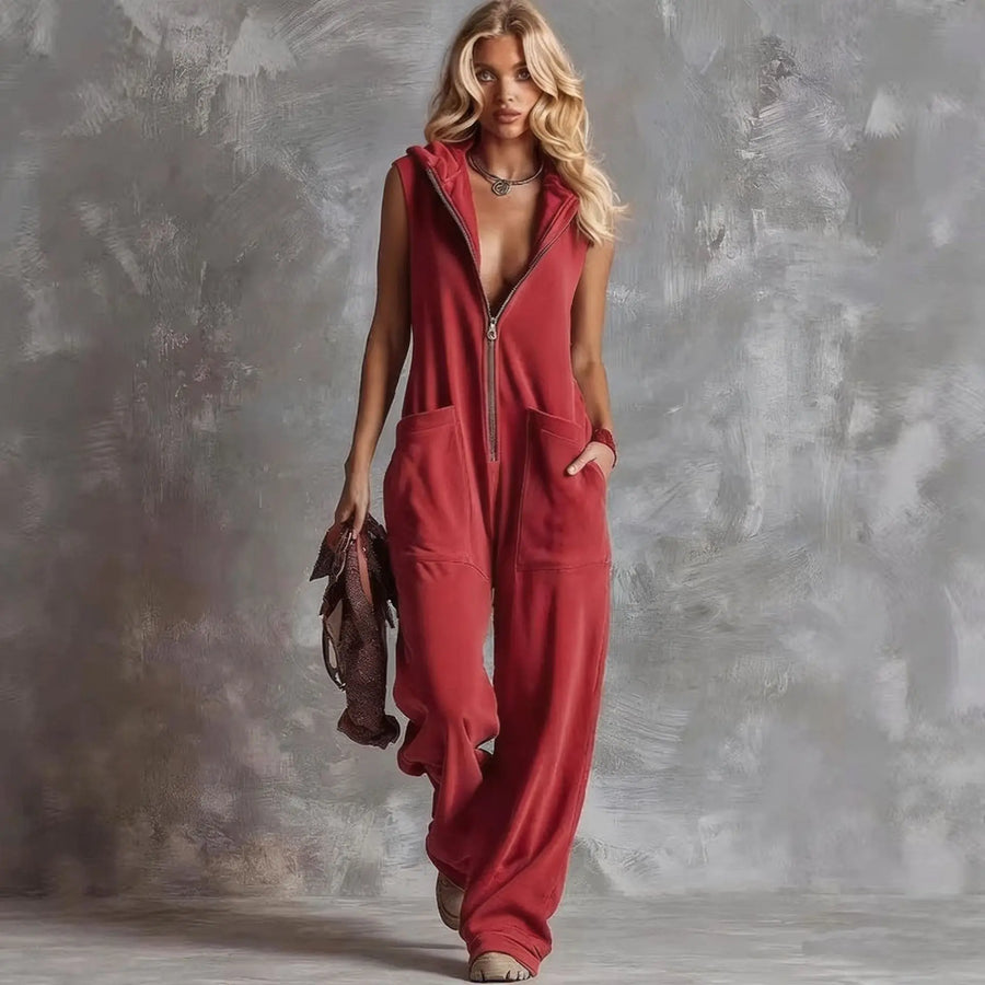 Women's Casual V Neck Relaxed Jumpsuit Outfit for Summer Holidays Parties Brunch and Everyday Wear