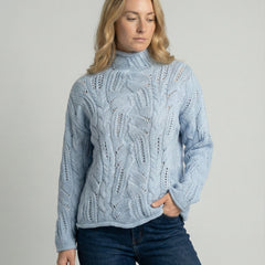 Women's Chunky Cable Knit Turtleneck Sweater Relaxed Fit Long Sleeve Cozy Casual