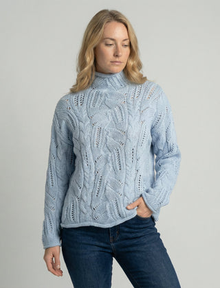 Women's Chunky Cable Knit Turtleneck Sweater Relaxed Fit Long Sleeve Cozy Casual
