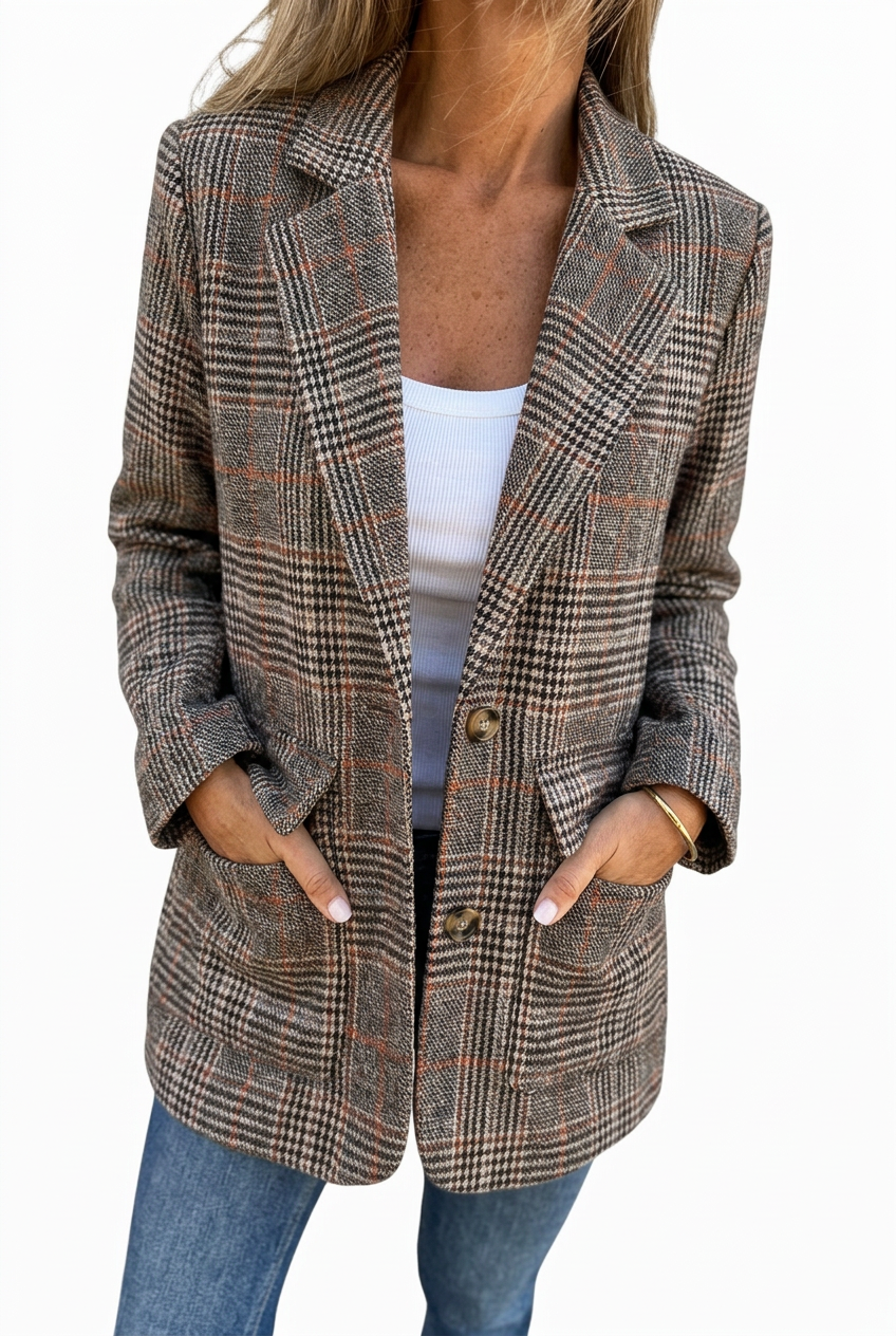Women's Blazer Tailored Fit Long Sleeve Notched Collar Button Closure Smart-Casual