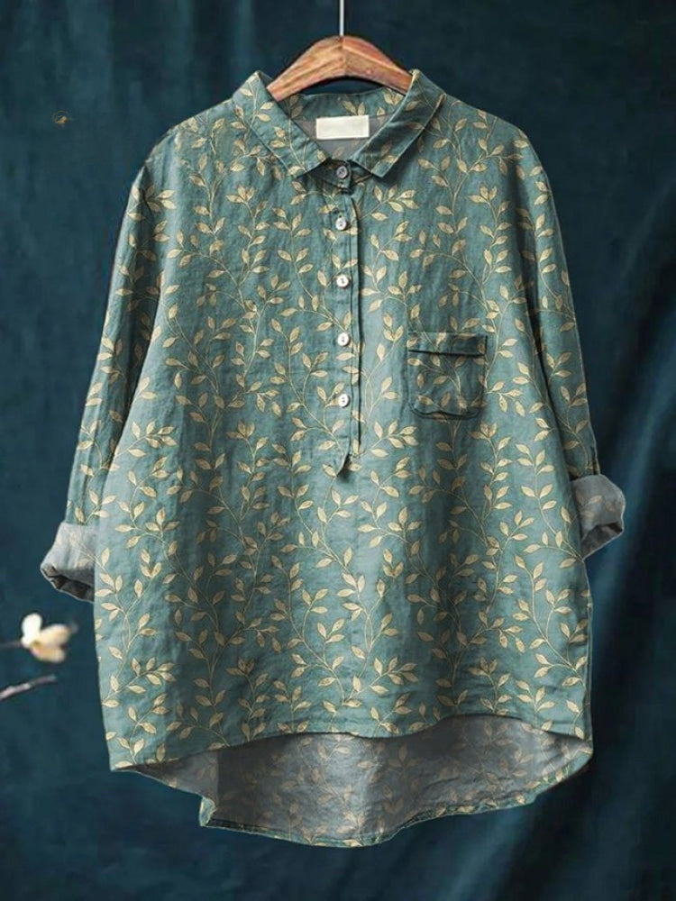 Women's Floral Embroidered Eye-Catching Style Shirt Outfit for Work Brunch Casual Days and Everyday Wear