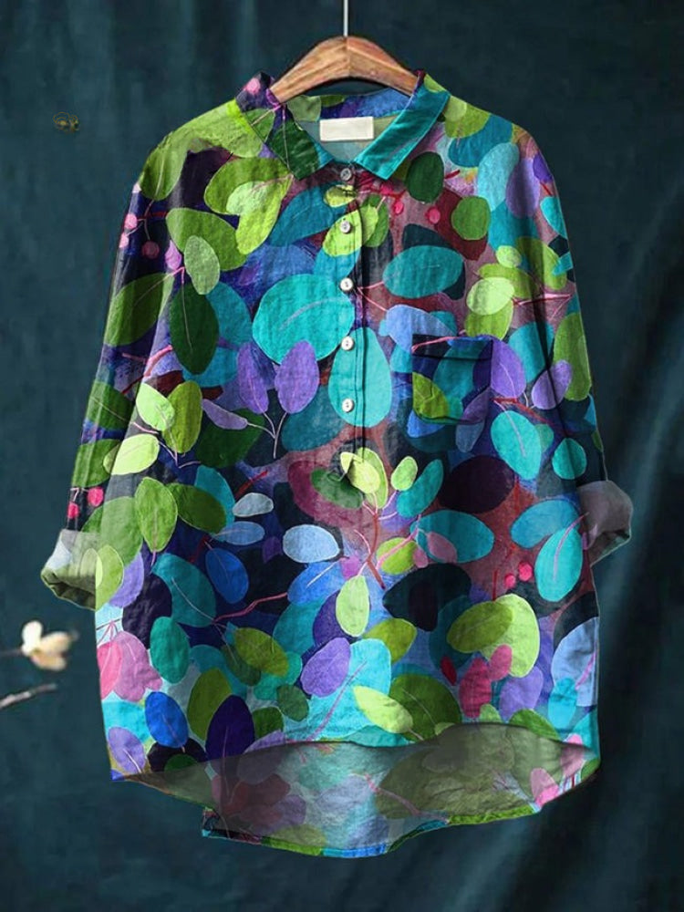 Women's Floral Embroidered Eye-Catching Style Shirt Outfit for Work Brunch Casual Days and Everyday Wear