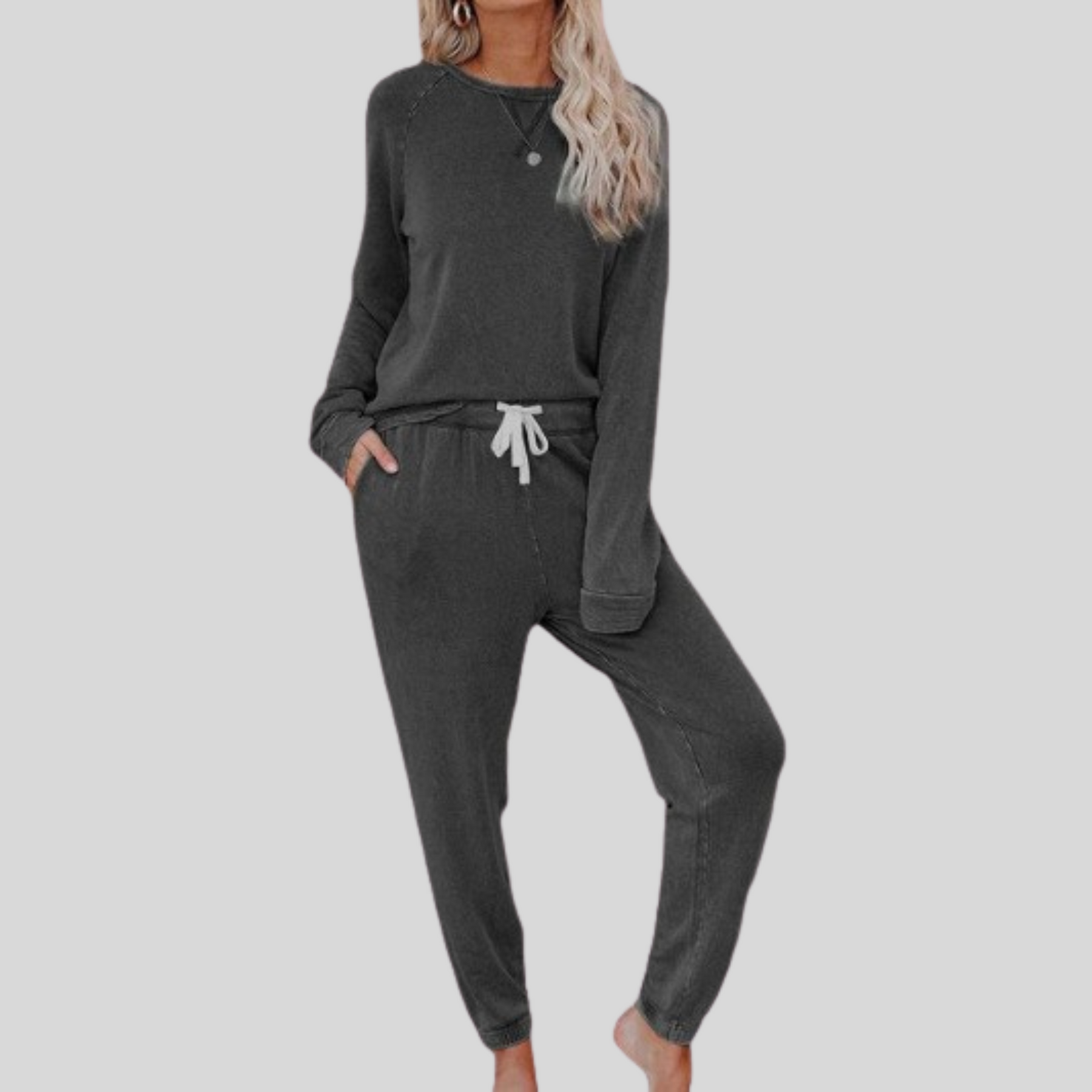 Women's Long Sleeve Top Sweatpants Lounge Set Outfit for Work Brunch Casual Days and Everyday Wear