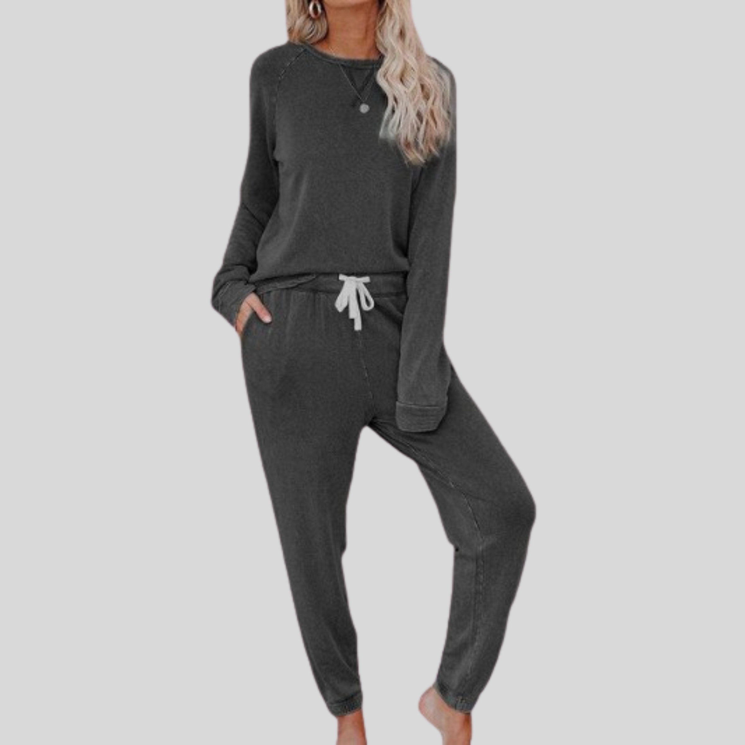 Women's Long Sleeve Top Sweatpants Lounge Set Outfit for Work Brunch Casual Days and Everyday Wear