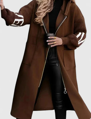Women's Elegant Hooded Coat Tailored Fit Long Sleeve Stylish Everyday Outerwear