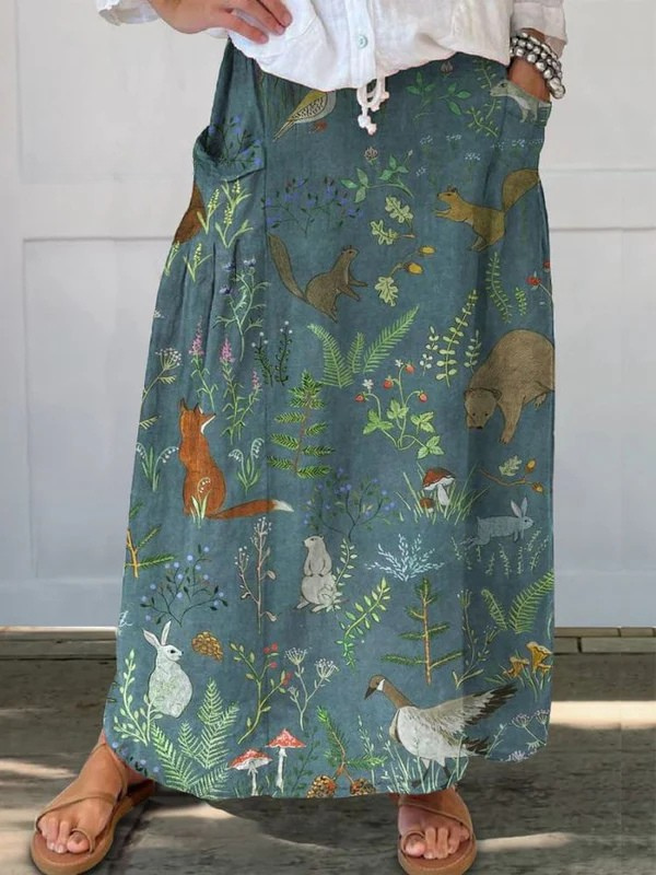 Women's Artistic Floral Animal Casual Skirt Outfit for Work Brunch Parties Holidays and Everyday Wear