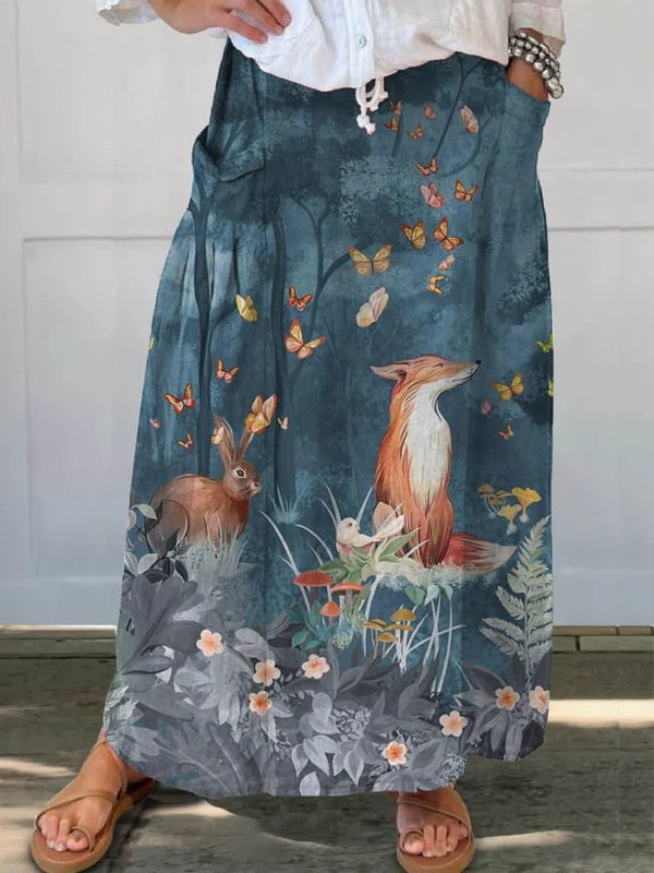 Women's Retro Floral Animal Casual Skirt Outfit for Work Brunch Parties Holidays and Everyday Wear