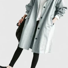 Women's Stylish Long Coat Tailored Fit Double-Breasted Classic Everyday