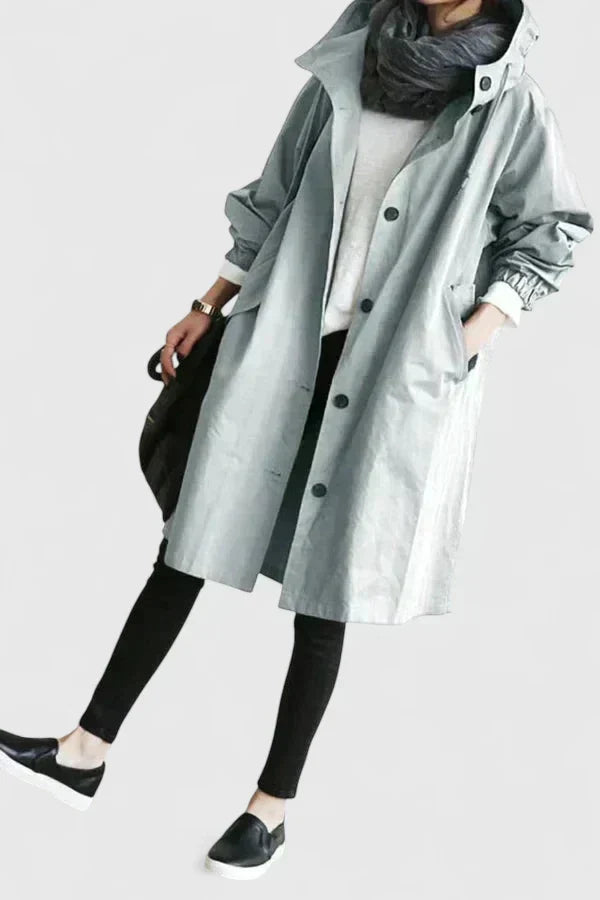 Women's Stylish Long Coat Tailored Fit Double-Breasted Classic Everyday