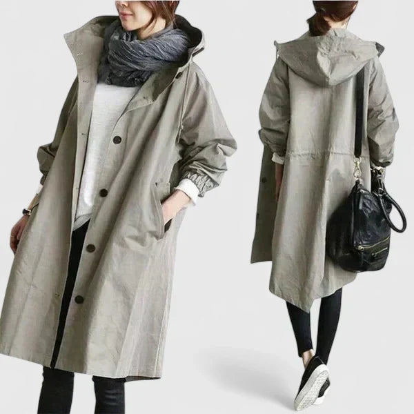 Women's Stylish Long Coat Tailored Fit Double-Breasted Classic Everyday