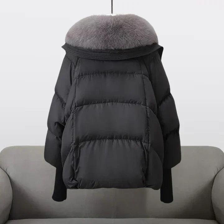 Women's Oversized Puffer Jacket Faux Fur Collar Zipper Closure Casual Winter