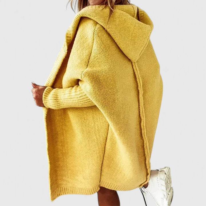 Women's Oversized Knee-Length Cardigan Large Hooded Cozy Casual Layering