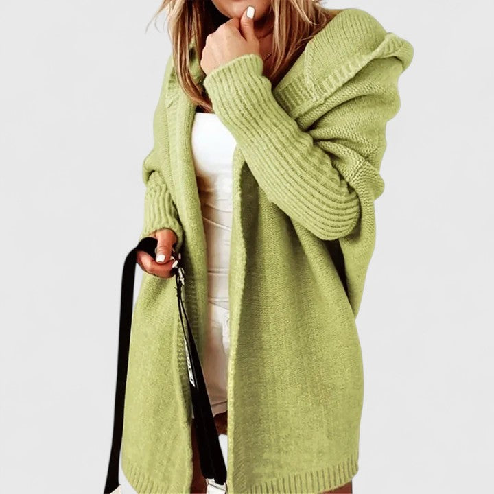 Women's Oversized Knee-Length Cardigan Large Hooded Cozy Casual Layering