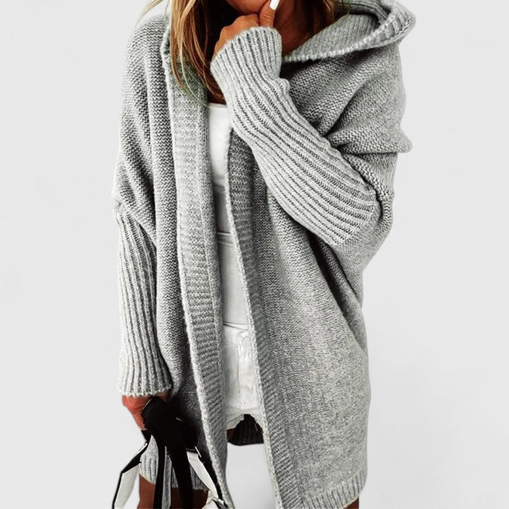 Women's Oversized Knee-Length Cardigan Large Hooded Cozy Casual Layering
