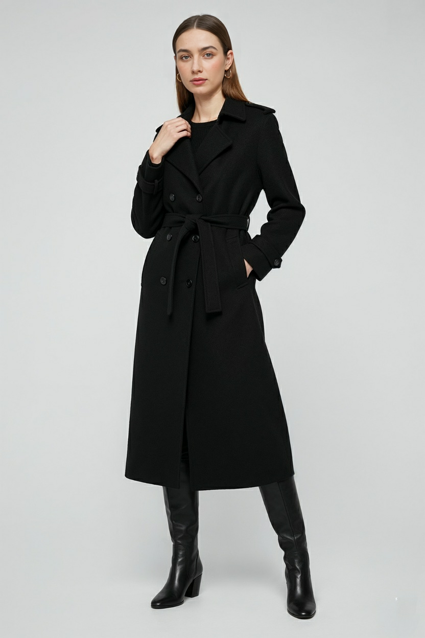 Women's Classic Long Trench Coat Belted Warm Stylish Everyday Outerwear