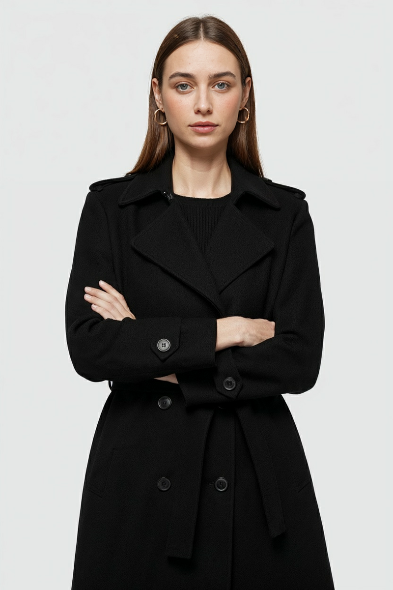 Women's Classic Long Trench Coat Belted Warm Stylish Everyday Outerwear