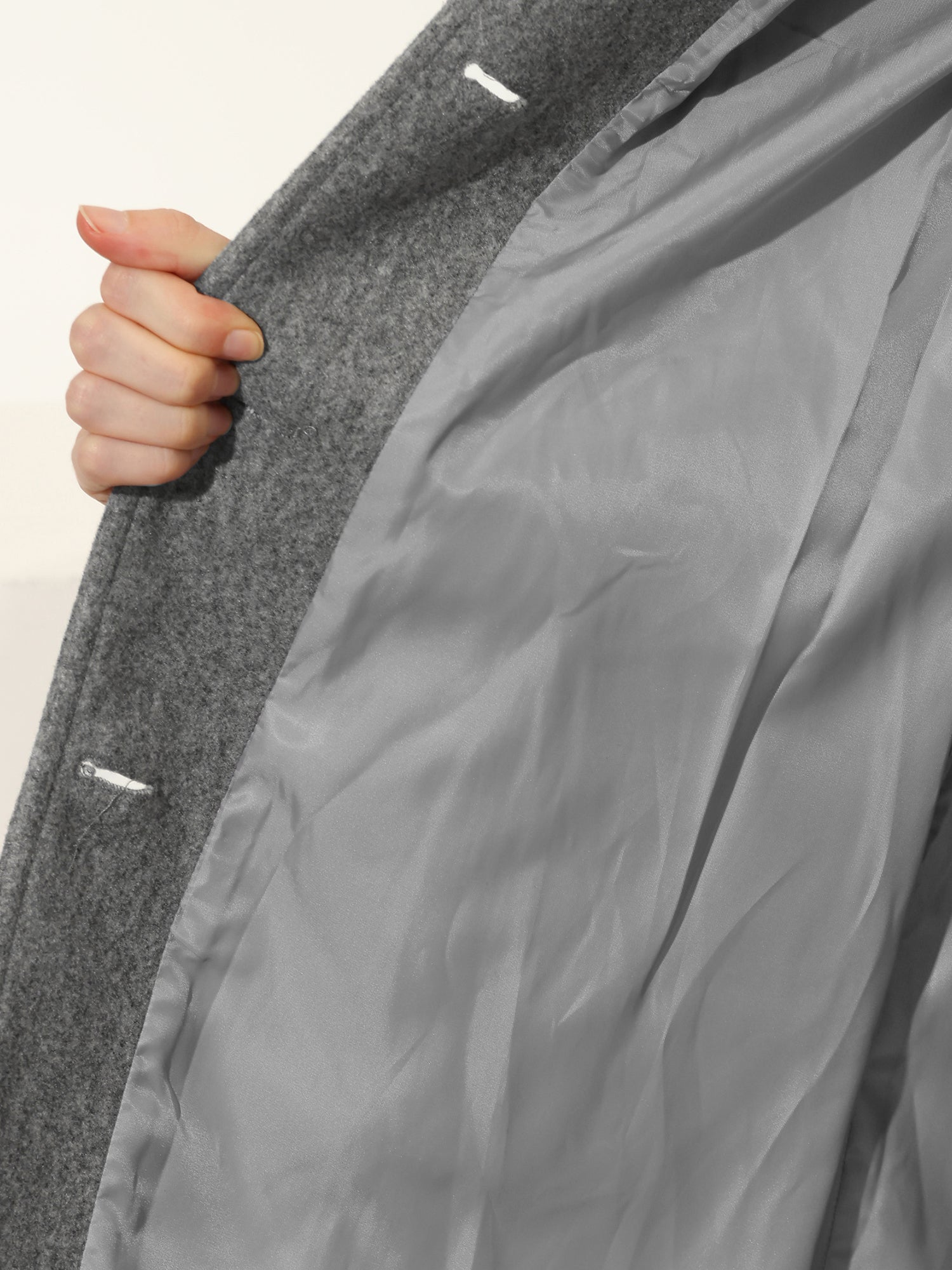 Women's Knee-Length Coat Single-Breasted Turn Down Collar Side Pockets Stylish Outerwear