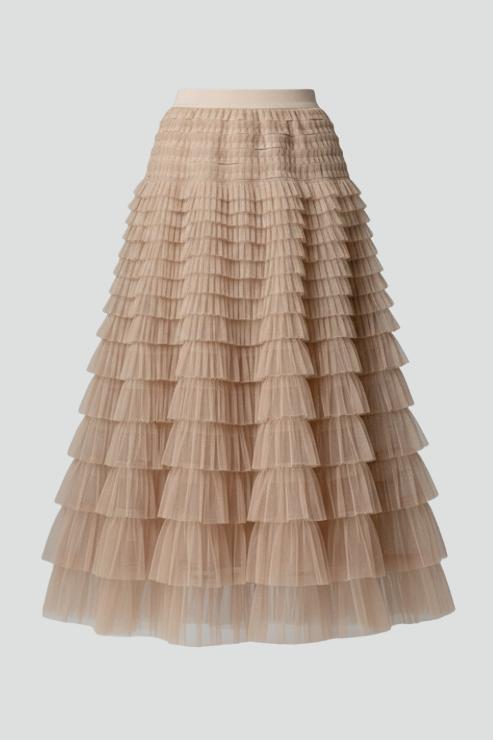 Women's Layered Midi Skirt Outfit for Work Brunch Parties Holidays and Everyday Wear