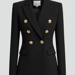 Women's Double-Breasted Blazer Tailored Fit Gold-Tone Buttons Stylish Office