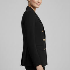 Women's Double-Breasted Blazer Tailored Fit Gold-Tone Buttons Stylish Office
