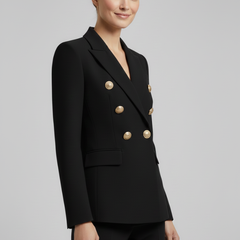 Women's Double-Breasted Blazer Tailored Fit Gold-Tone Buttons Stylish Office