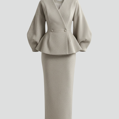 Women's V-Neck Blazer and Skirt Set Tailored Fit Professional Stylish Office