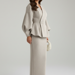 Women's V-Neck Blazer and Skirt Set Tailored Fit Professional Stylish Office