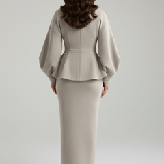 Women's V-Neck Blazer and Skirt Set Tailored Fit Professional Stylish Office