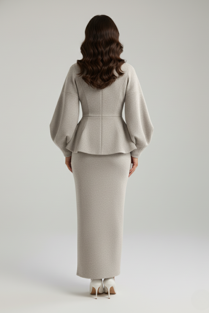 Women's V-Neck Blazer and Skirt Set Tailored Fit Professional Stylish Office