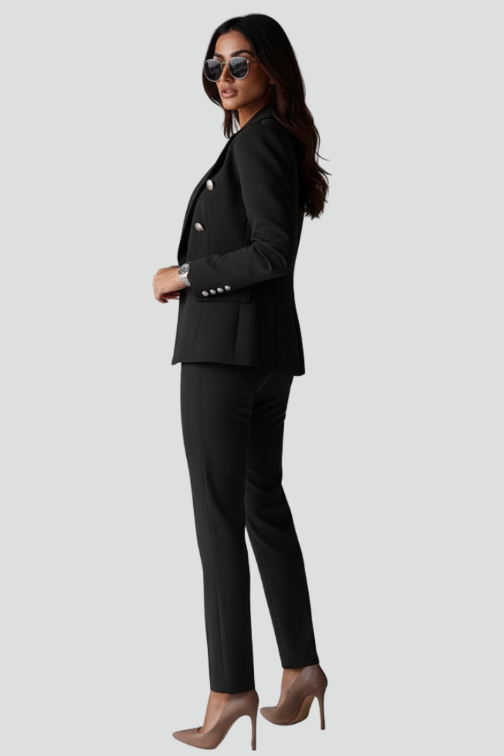 Women's Tailored Blazer and Pants Set Fitted Structured Design Professional Office Wear