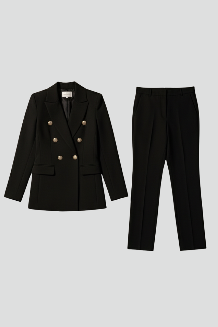 Women's Tailored Blazer and Pants Set Fitted Structured Design Professional Office Wear