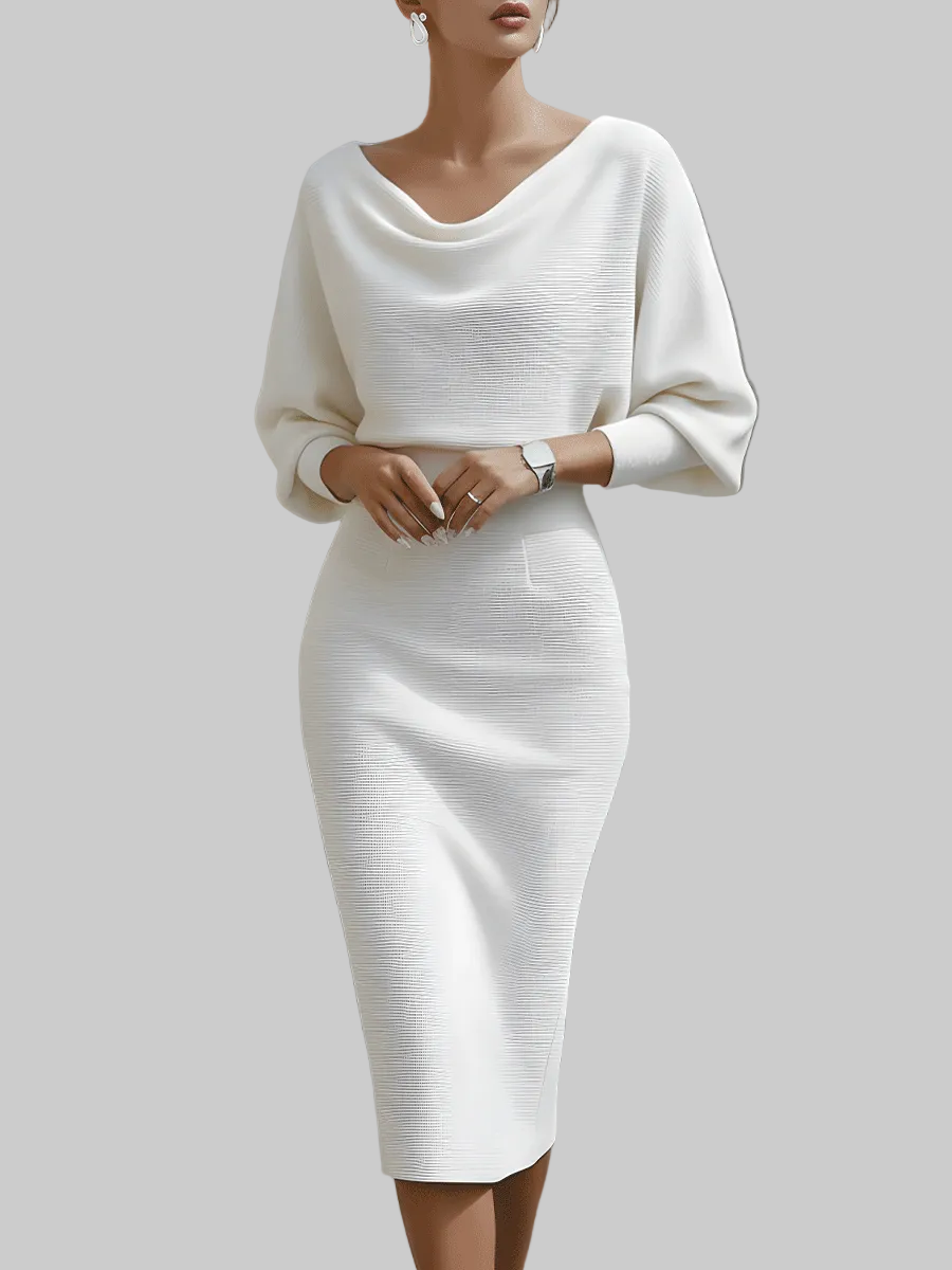 Women's Batwing Knit Midi Dress Relaxed Fit Short Sleeve Casual Everyday