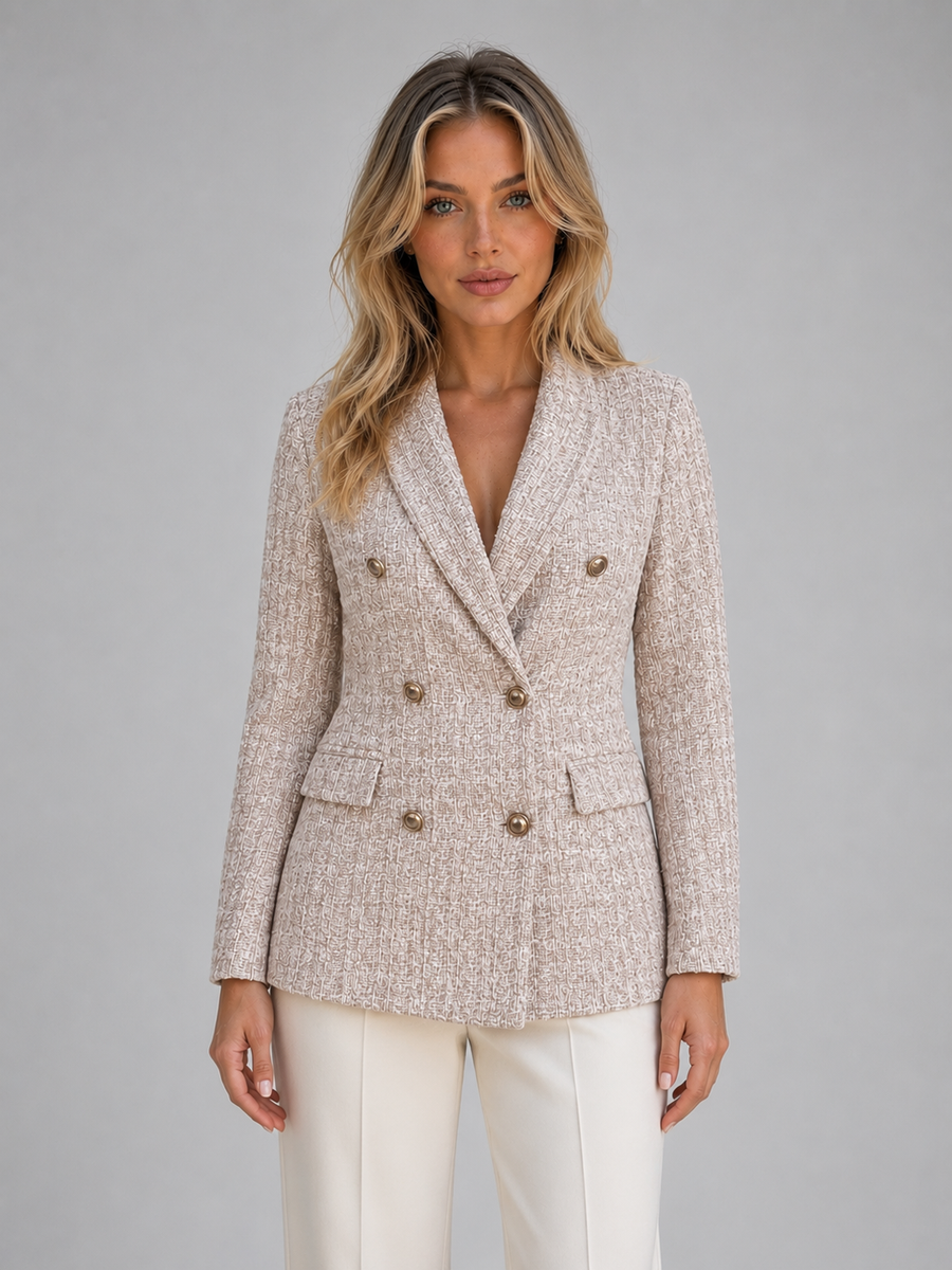 Women's Tailored Blazer Double Breasted Classic Fit Smart Jacket