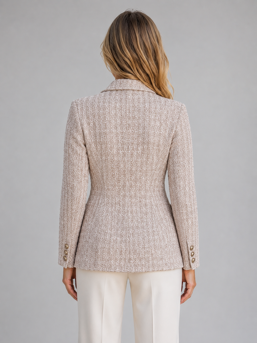 Women's Tailored Blazer Double Breasted Classic Fit Smart Jacket