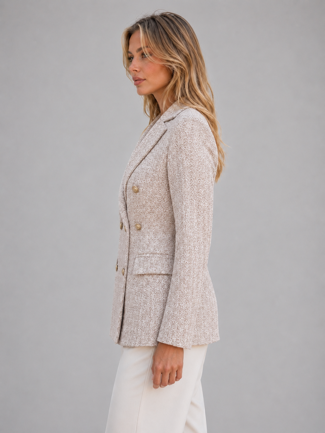 Women's Tailored Blazer Double Breasted Classic Fit Smart Jacket