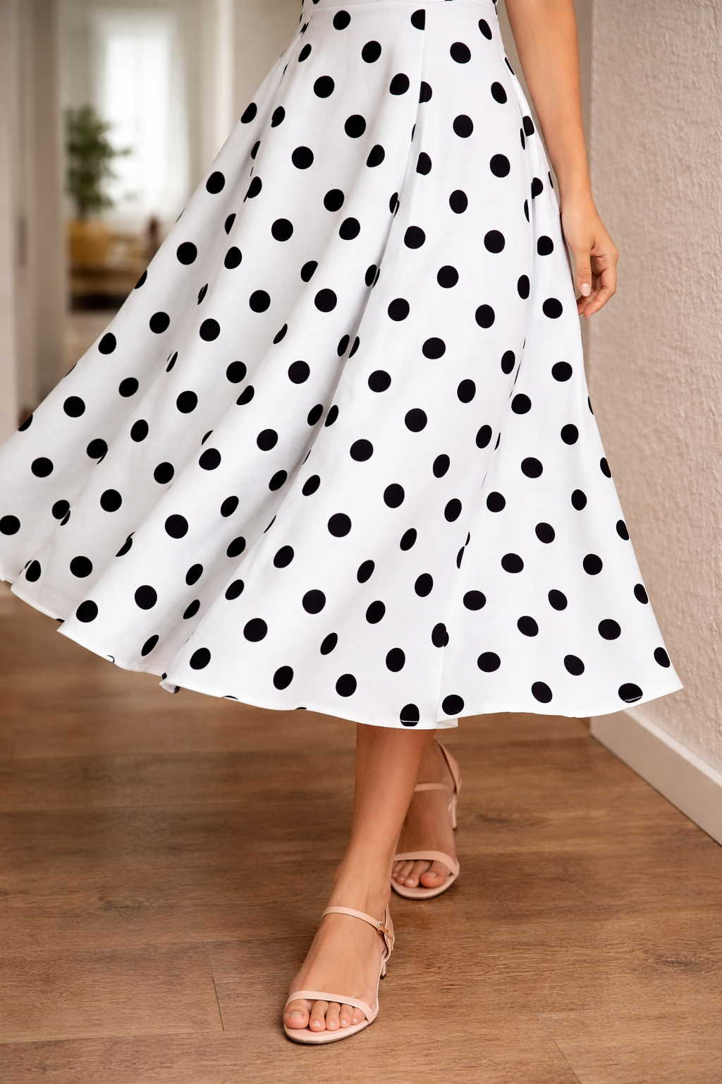 Women's Polka Dot A-line Dress Outfit for Summer Holidays Weddings Parties and Everyday Wear