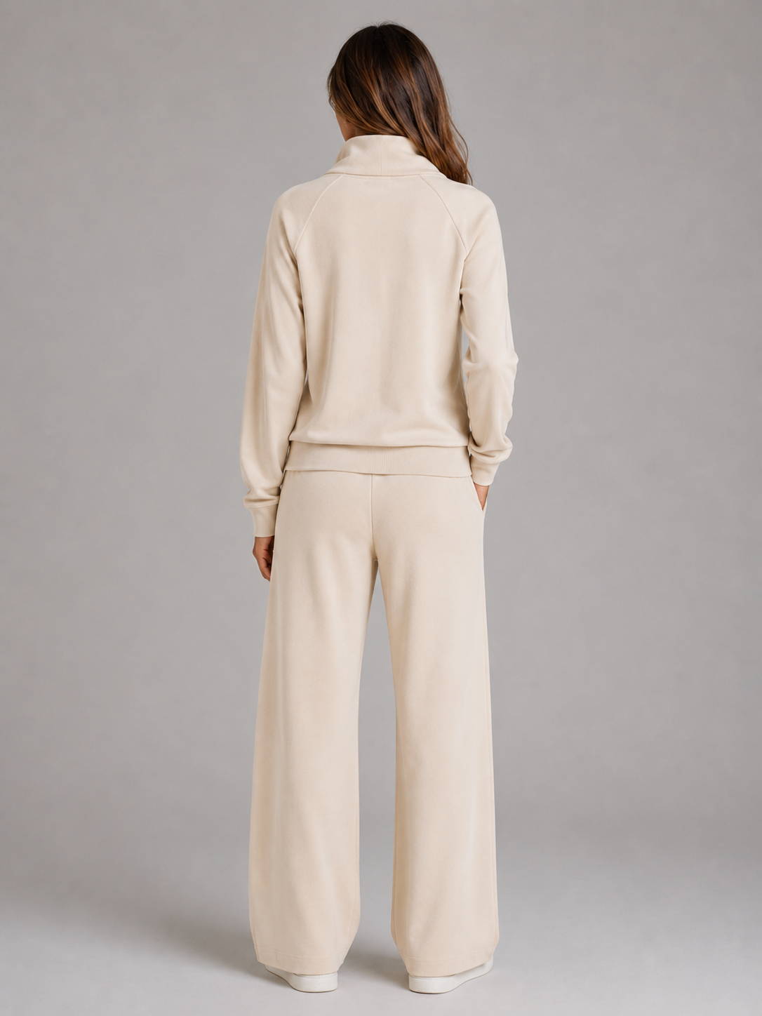 Women's Relaxed Half Zip Lounge Set Cozy Two-Piece Casual Wear