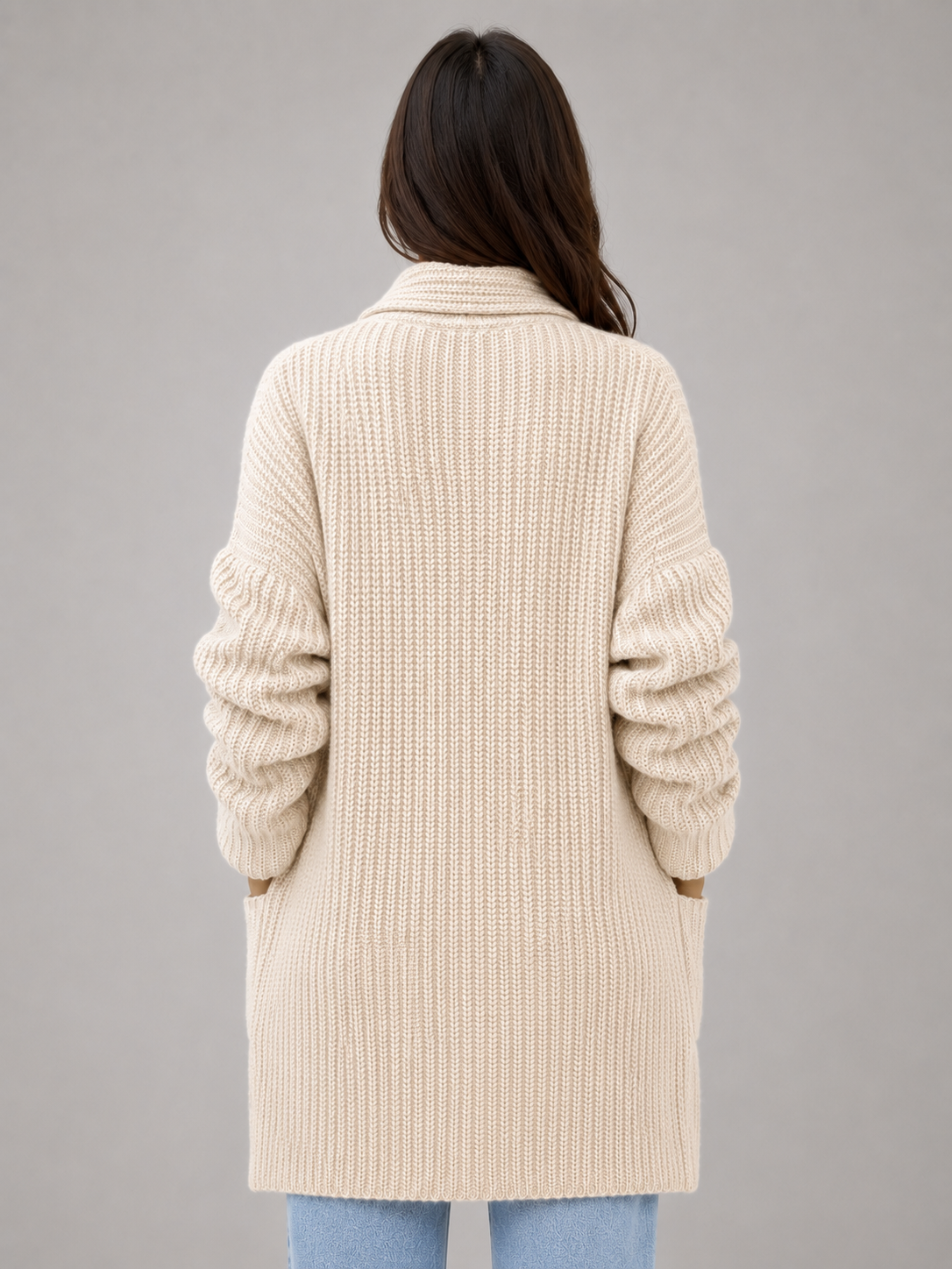 Women's Longline Cardigan Open Front with Pockets Soft Knit Layering Casual