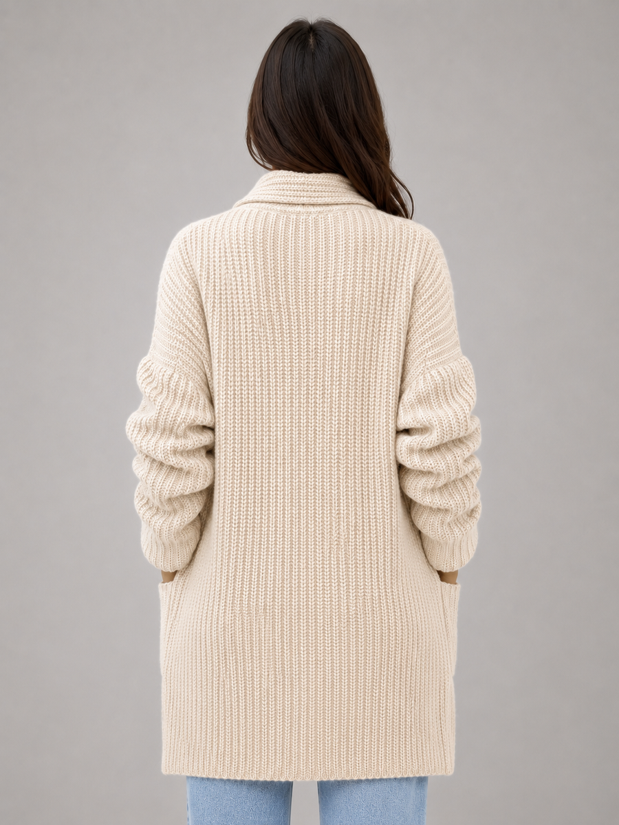 Women's Longline Cardigan Open Front with Pockets Soft Knit Layering Casual