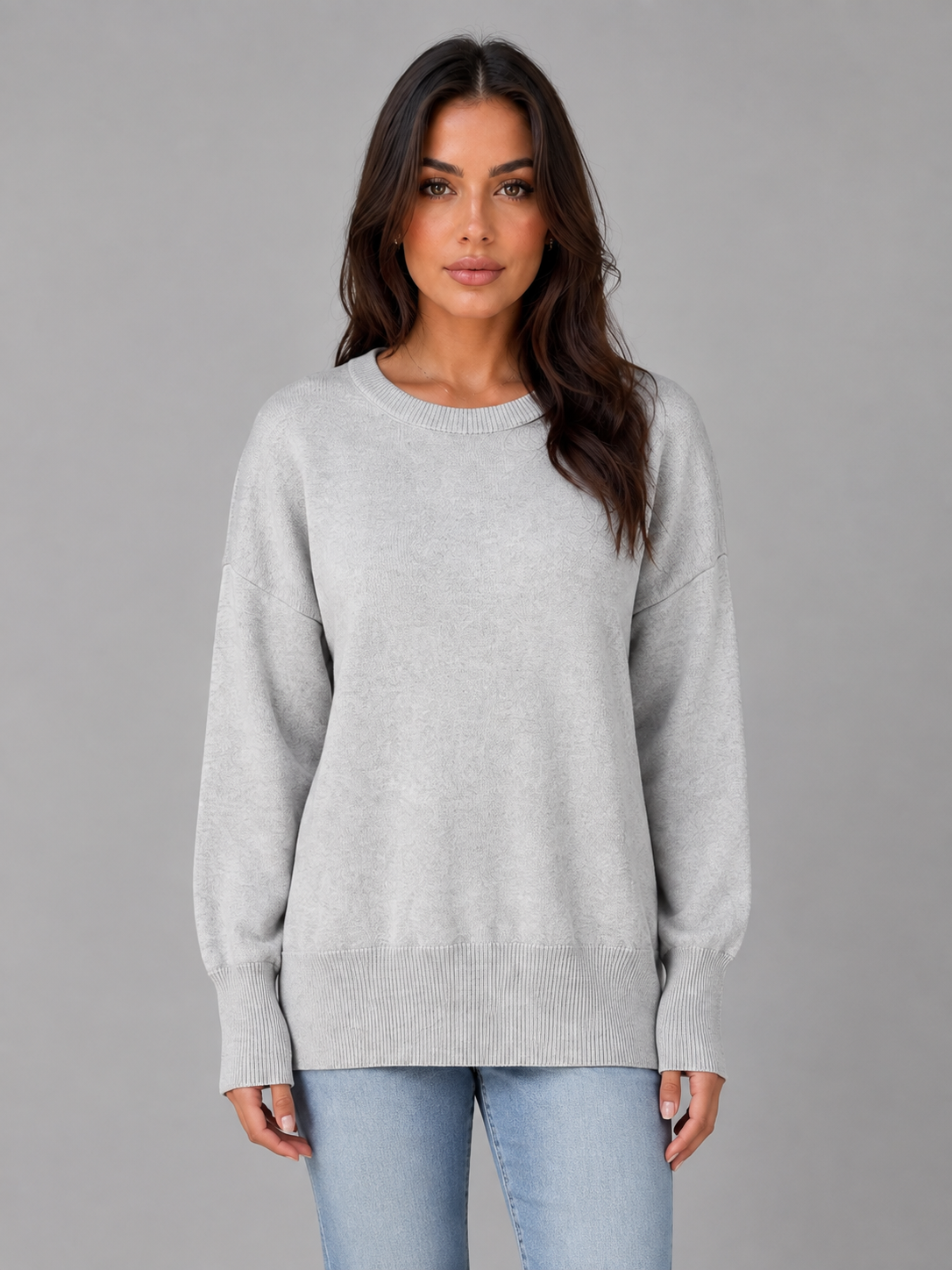Women's Oversized Knit Sweater Long Sleeve Crew Neck Casual Everyday Wear
