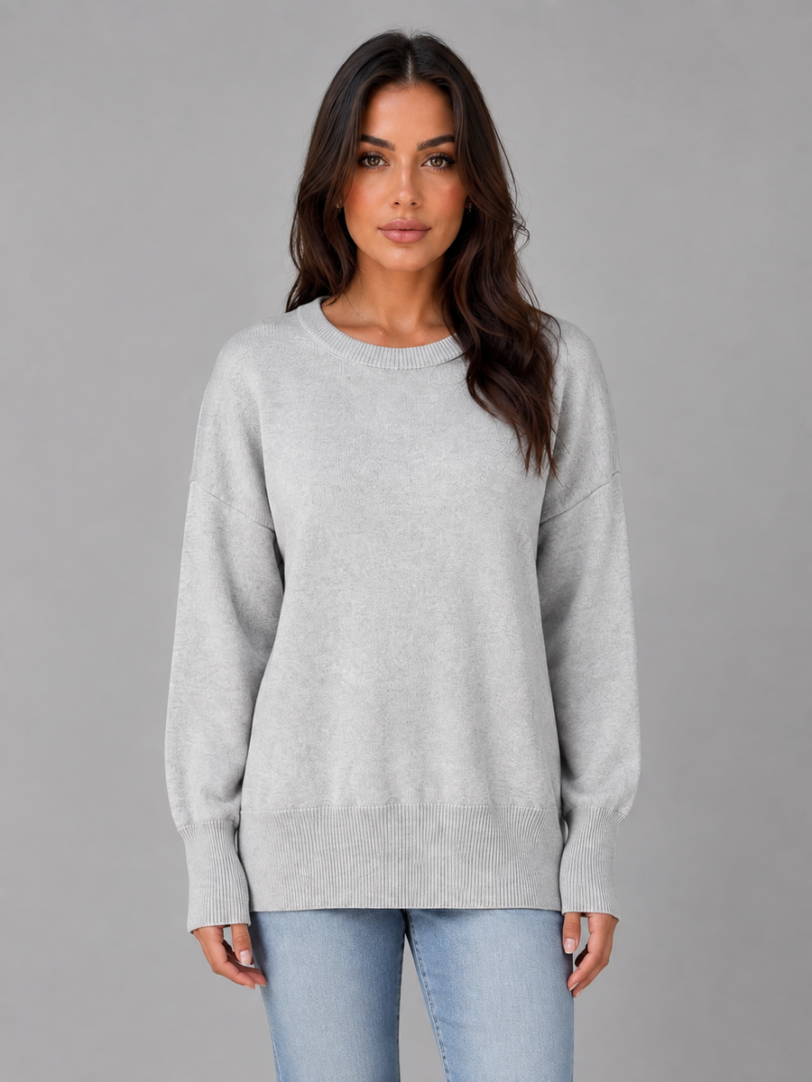Women's Oversized Knit Sweater Long Sleeve Crew Neck Casual Everyday Wear