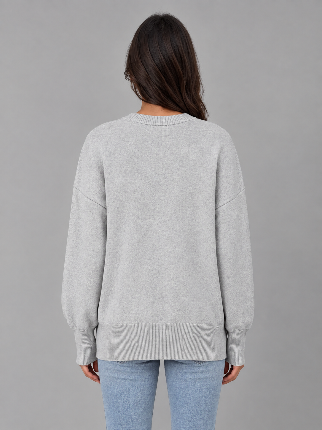 Women's Oversized Knit Sweater Long Sleeve Crew Neck Casual Everyday Wear