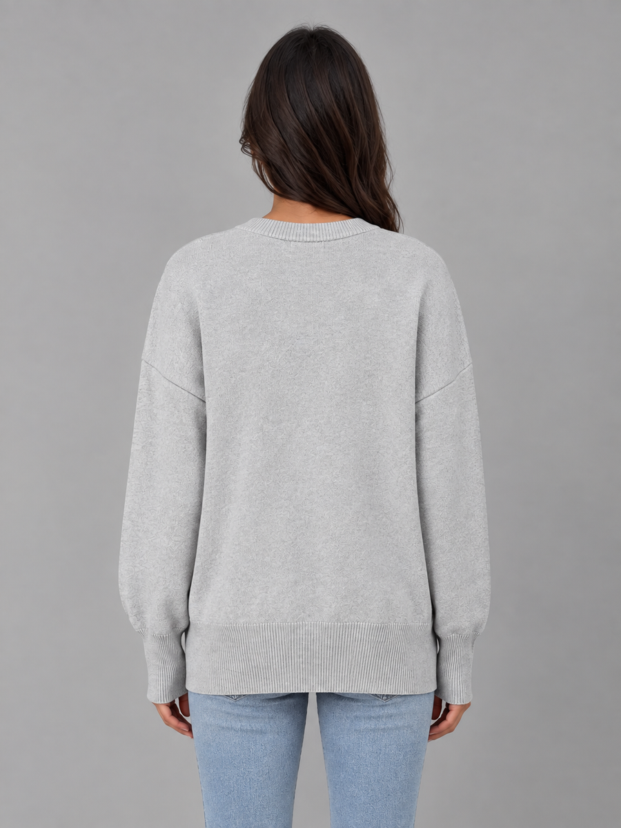 Women's Oversized Knit Sweater Long Sleeve Crew Neck Casual Everyday Wear