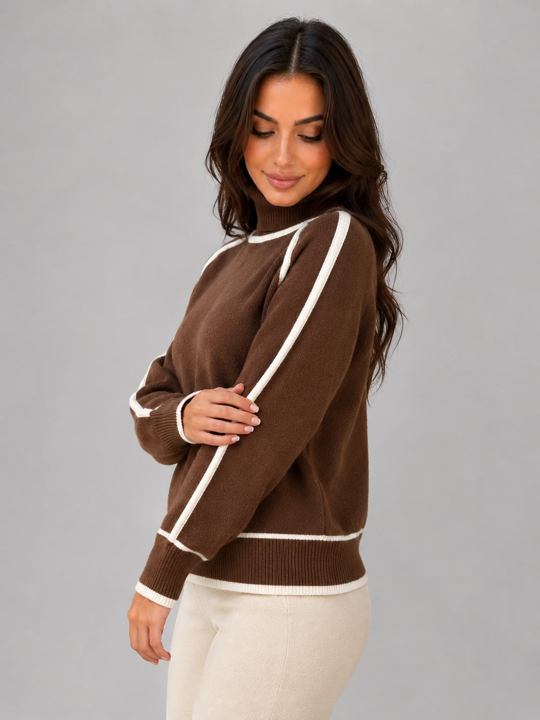 Women's Relaxed Fit Roll Neck Sweater Soft Knit Casual Everyday Wear