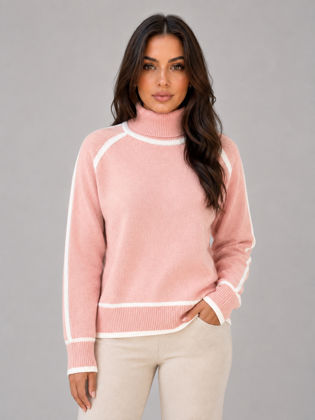 Women's Relaxed Fit Roll Neck Sweater Soft Knit Casual Everyday Wear
