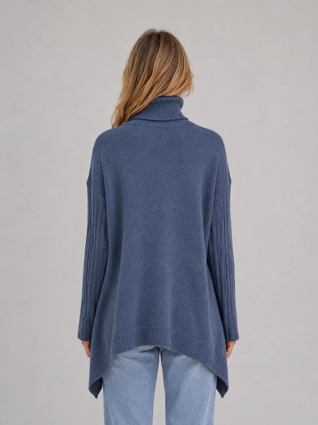 Women's Oversized Roll Neck Sweater Soft Knit Longline Casual Pullover