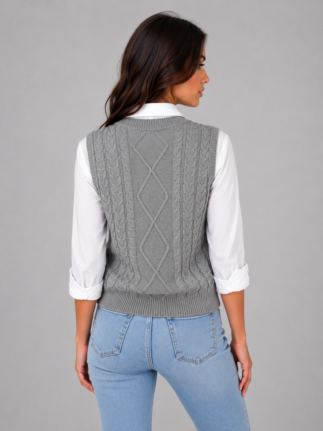 Women's V-Neck Sleeveless Knit Vest Casual Layering Everyday Stylish