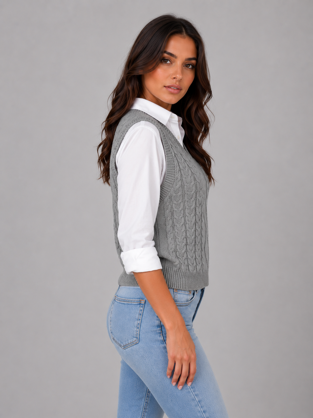 Women's V-Neck Sleeveless Knit Vest Casual Layering Everyday Stylish