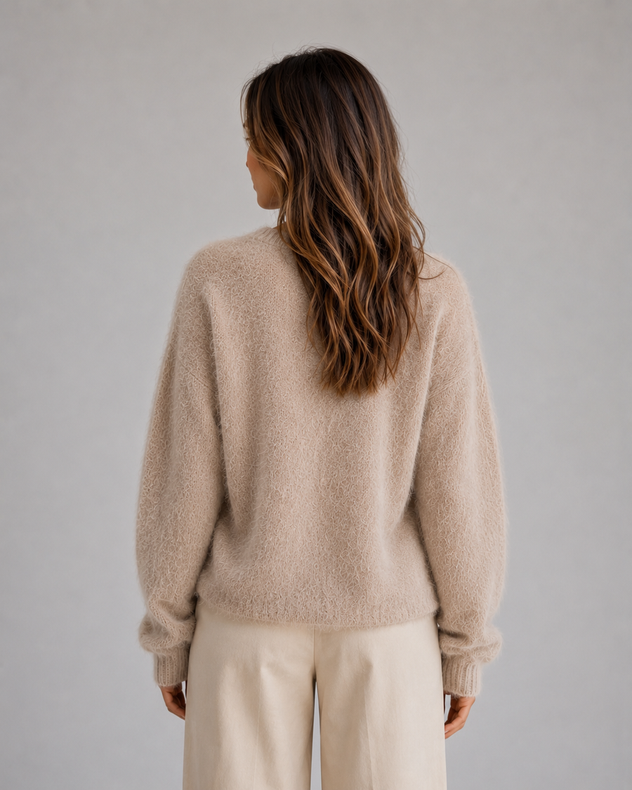 Women's Fluffy Knit Cardigan Button Front V-Neck Cozy Layered Casual Wear